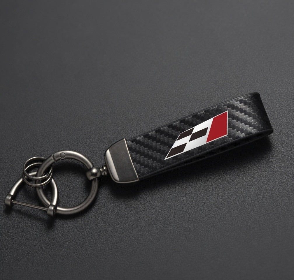 Carbon Fiber Racing Keychain Set – F1 Style Leather & Carbon Fiber Key Rings