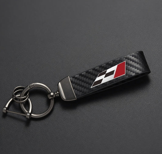 Carbon Fiber Racing Keychain Set – F1 Style Leather & Carbon Fiber Key Rings