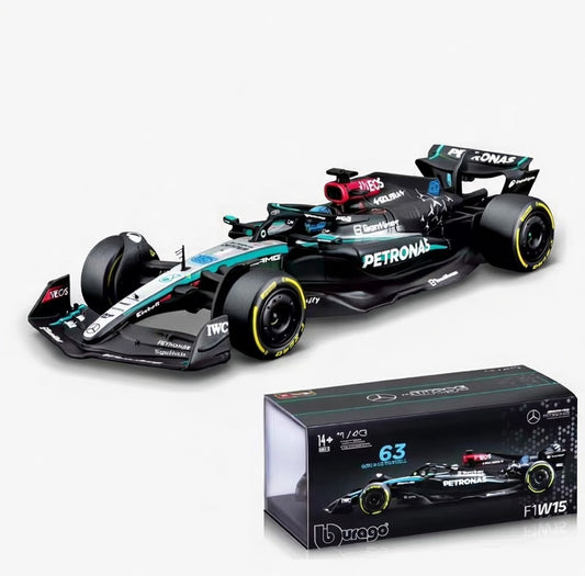Premium 1:43 Mercedes-AMG Petronas F1 W15 E Performance – George Russell #63 – Striking Black Livery Diecast Masterpiece