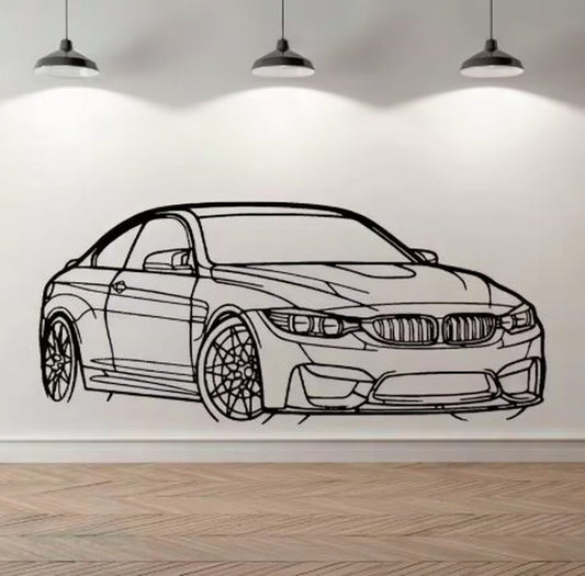 BMW M4 F82 Side-On View Silhouette Sticker | Wall Art