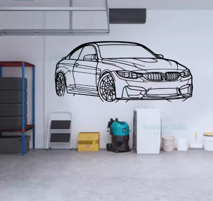 BMW M4 F82 Side-On View Silhouette Sticker | Wall Art