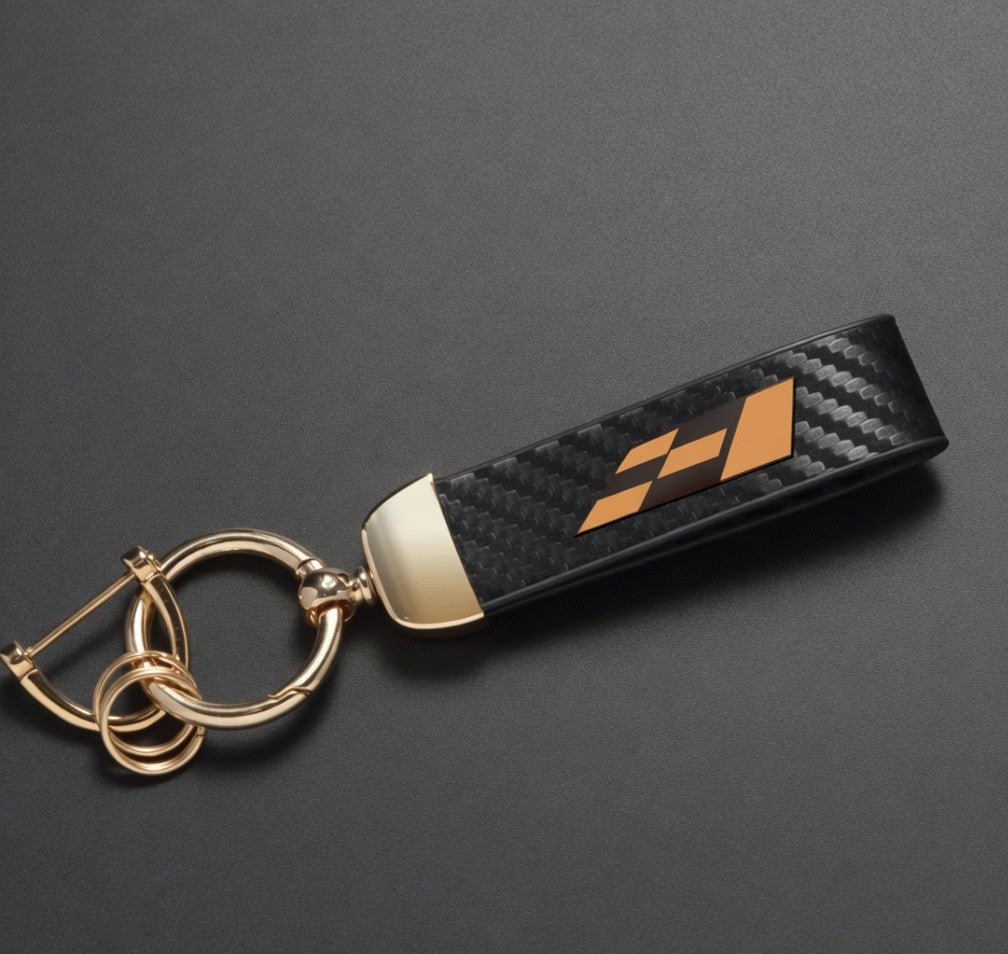 Carbon Fiber Racing Keychain Set – F1 Style Leather & Carbon Fiber Key Rings